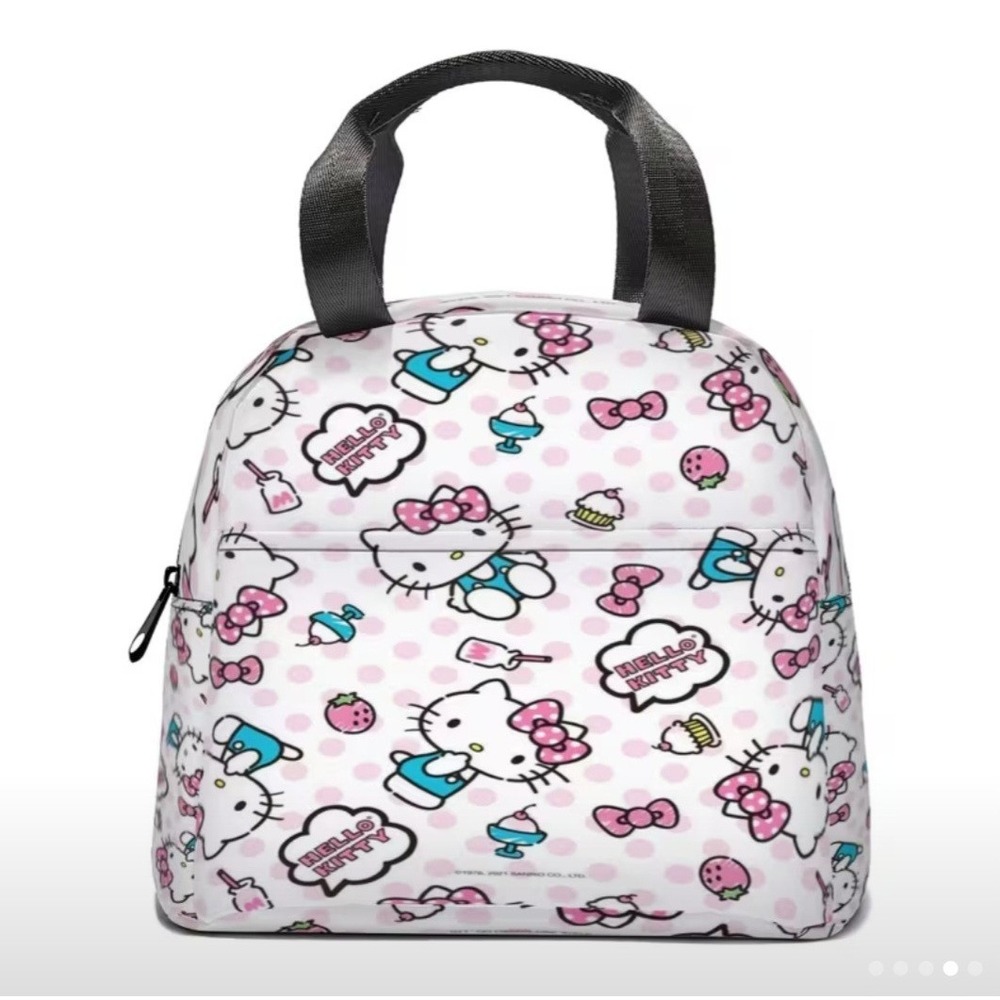 Sanrio Hello Kitty Insulated Lunch Bag Handles White And Pink Leakproof